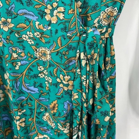 Salty Bright Womens 8 Green Floral Long Sleeve Ruffle Hem Wrap Dress Max… - Picture 5 of 9